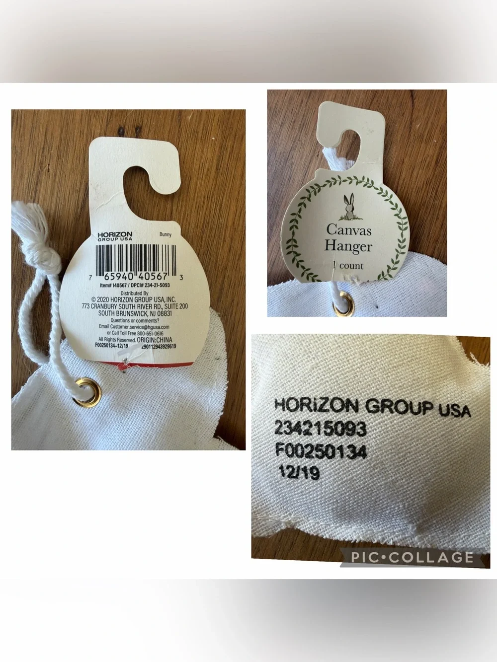 White Fabric Bunny Sachet - Neutral Decorative Accent canvas hanger